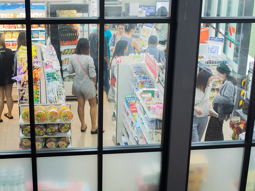 Customers in a convenience store