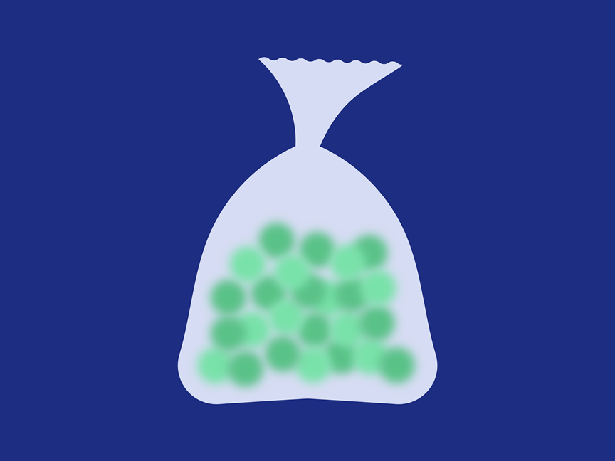 Clip art of sack filled with green spheres