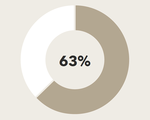 Donut chart showing 63% filled in.