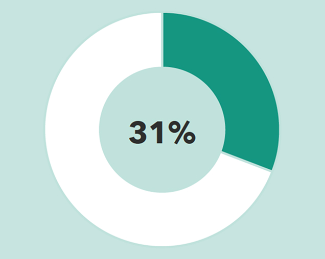 Donut chart showing 31% filled in.