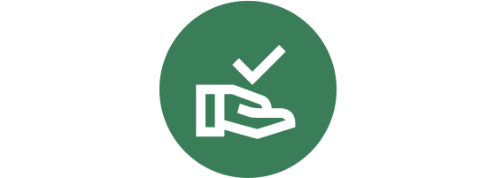 Hand holding checkmark icon